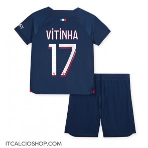 Paris Saint-Germain Vitinha Ferreira #17 Prima Maglia Bambino 2023-24 Manica Corta (+ Pantaloni corti)